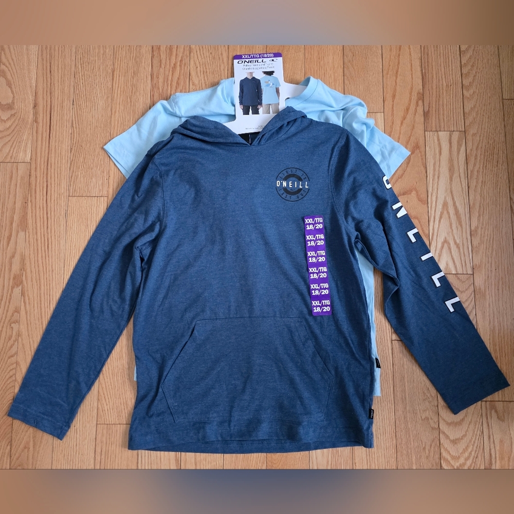 O'Neill Pullover Hoodie & T-shirt Bundle, XXL (18/20), Blue